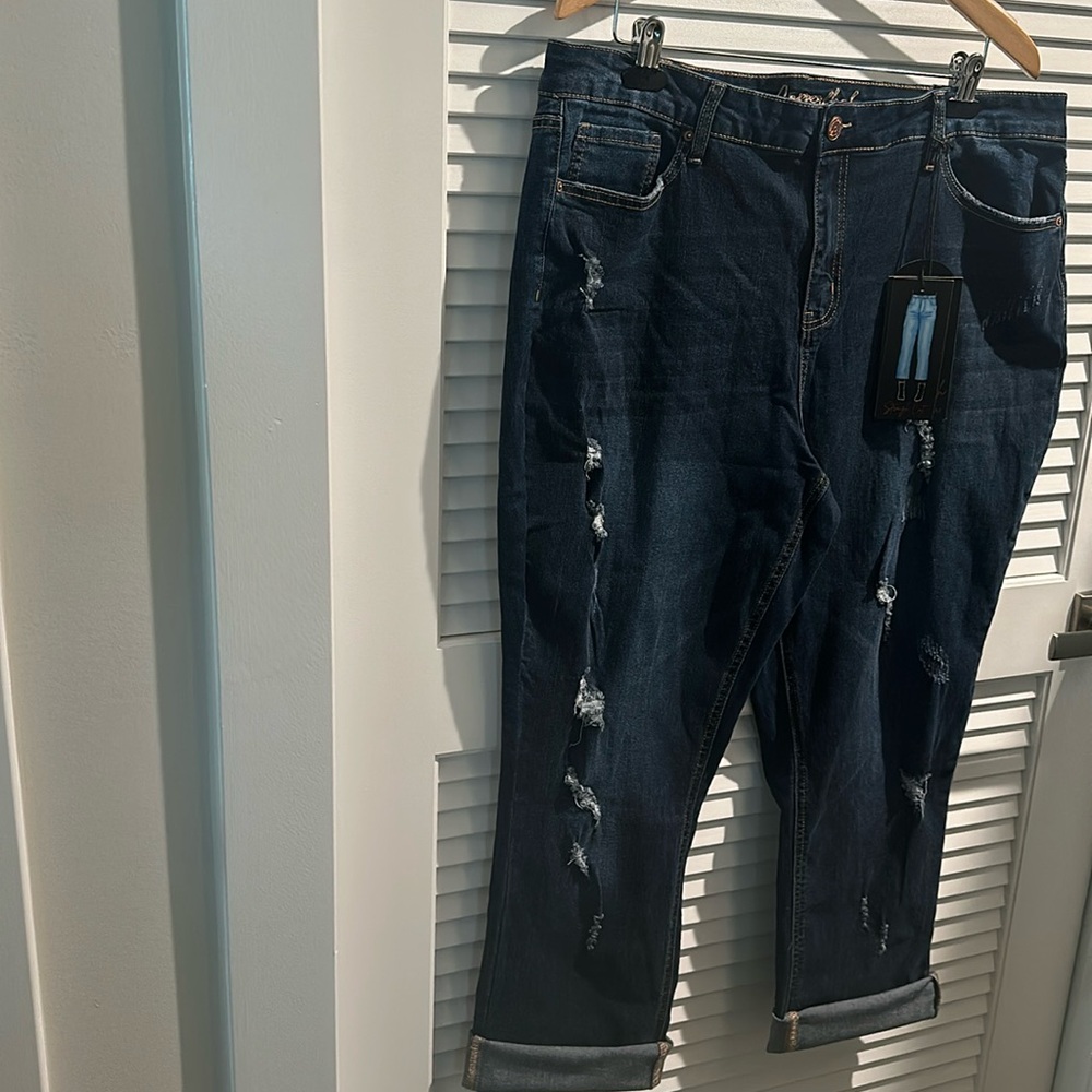 NWT COTTON FLASH Premium Denim Curvy Jean with distress look straight legs - 20W
